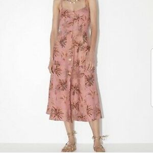 Zara palm leaf print midi dress